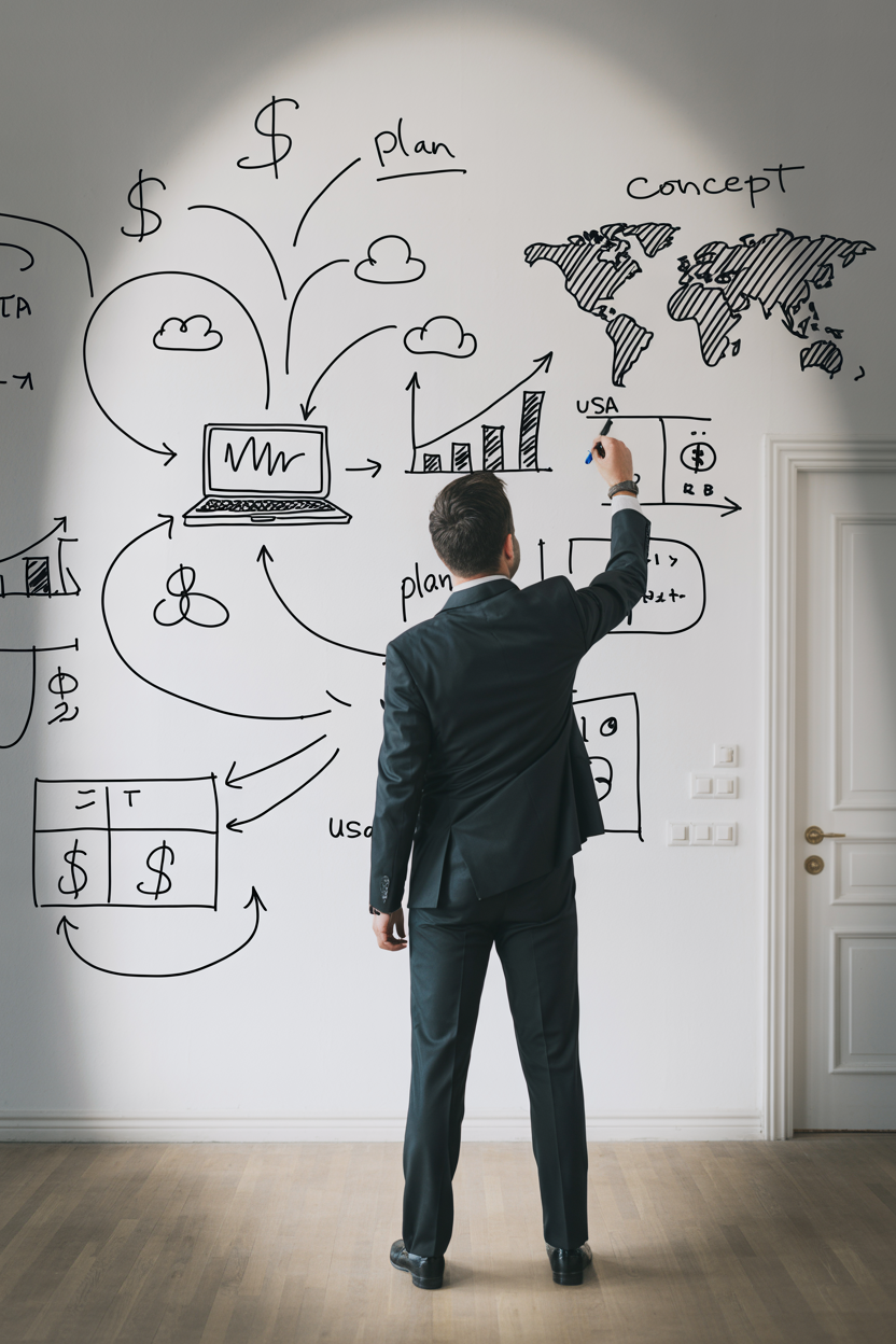 image of man drawing on wall