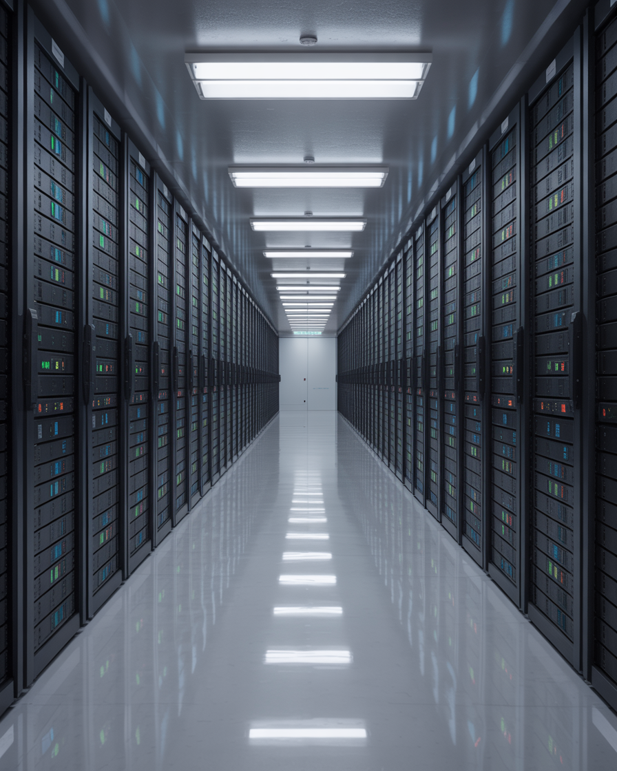 image of server warehouse with racks