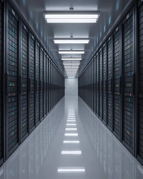 image of server warehouse with racks